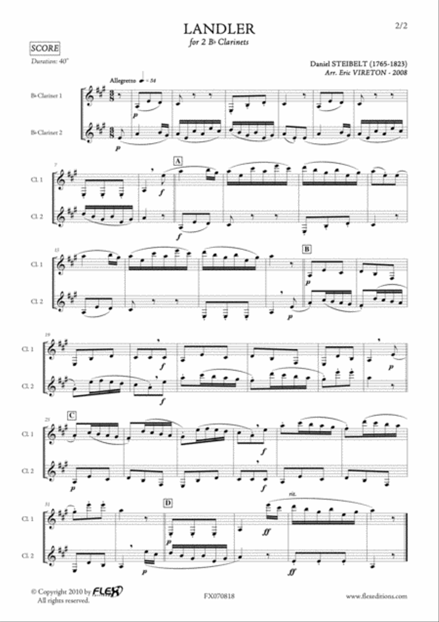 Landler Clarinet Duet scores gallery preview page 2
