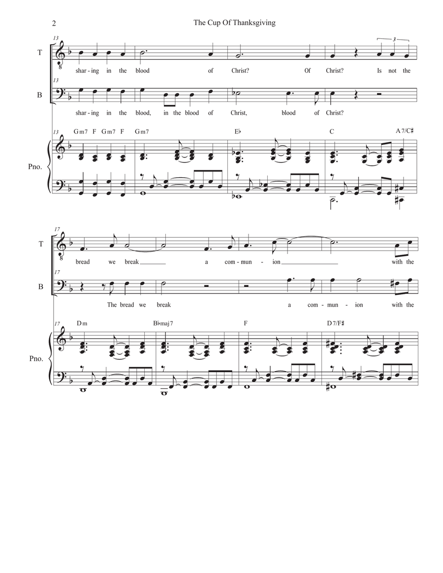 The Cup Of Thanksgiving (Duet for Tenor and Bass solo) Tenor Voice scores gallery preview page 2