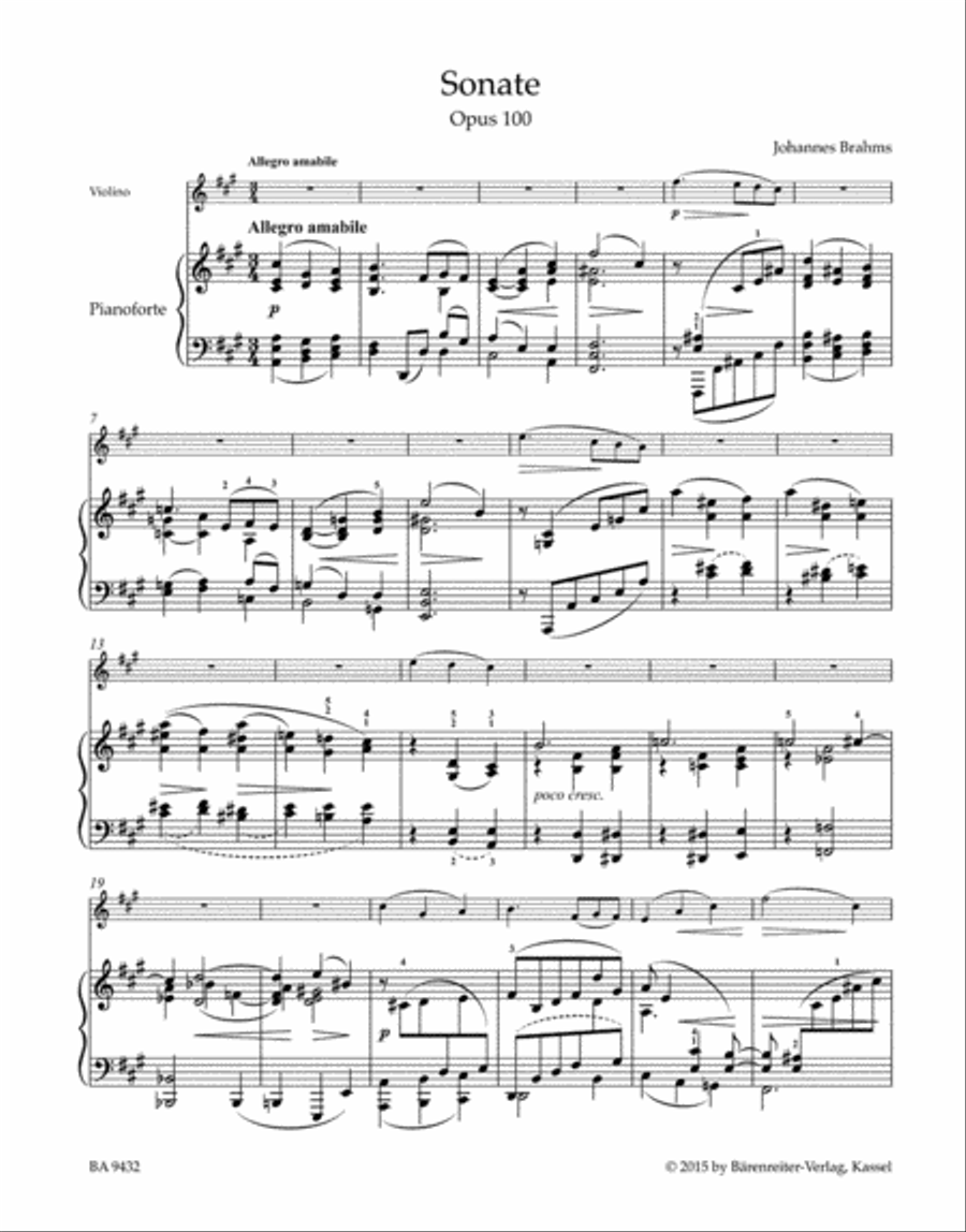 Sonata for Violin and Piano A major op. 100 Violin Solo scores gallery preview page 2