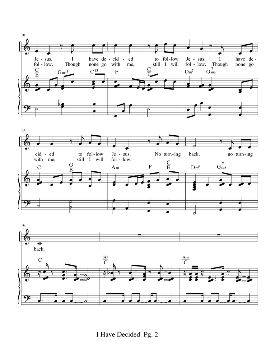 I Have Decided To Follow Jesus, I'll Go Where You Want Me To Go Piano, Vocal scores gallery preview page 2