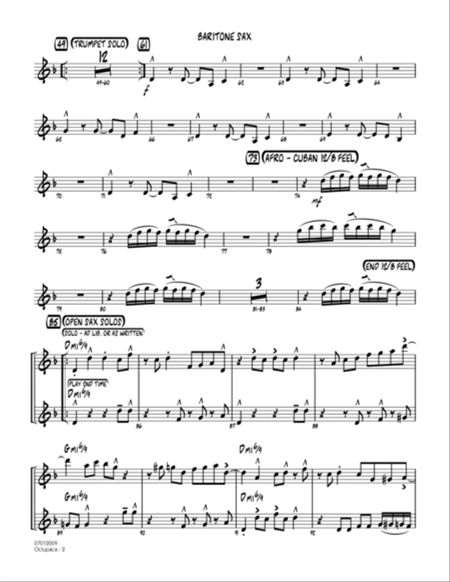 Oclupaca - Baritone Sax Jazz Ensemble scores gallery preview page 2