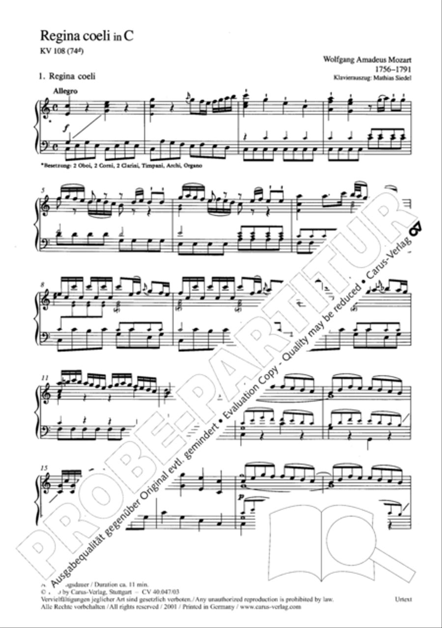 Regina coeli in C major 4-Part scores gallery preview page 5
