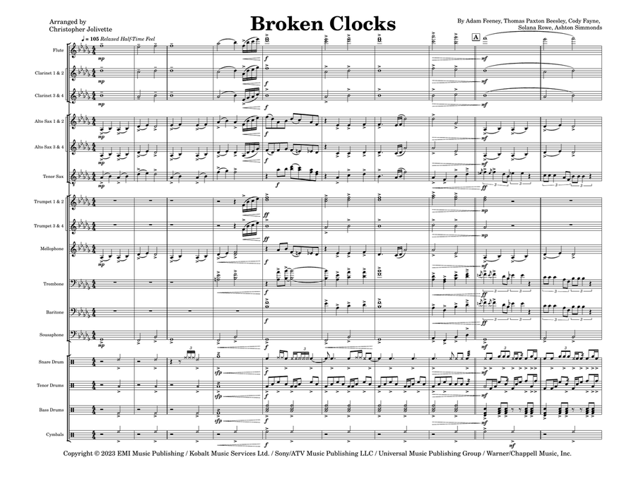 Broken Clocks Marching Band scores gallery preview page 1