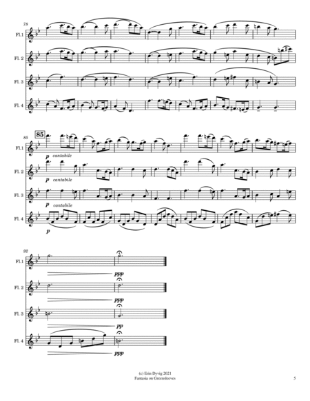 Fantasia on Greensleeves for Flute Quartet image number null