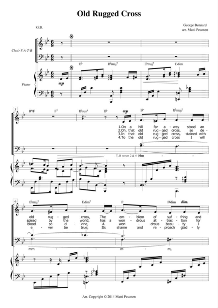 Old Rugged Cross Old Rugged Cross 4-Part scores gallery preview page 1