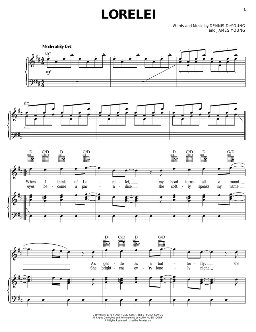Lorelei Piano, Vocal, Guitar scores gallery preview page 1
