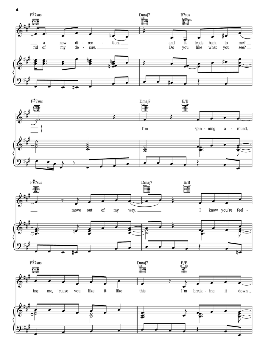 Spinning Around Piano, Vocal, Guitar scores gallery preview page 4