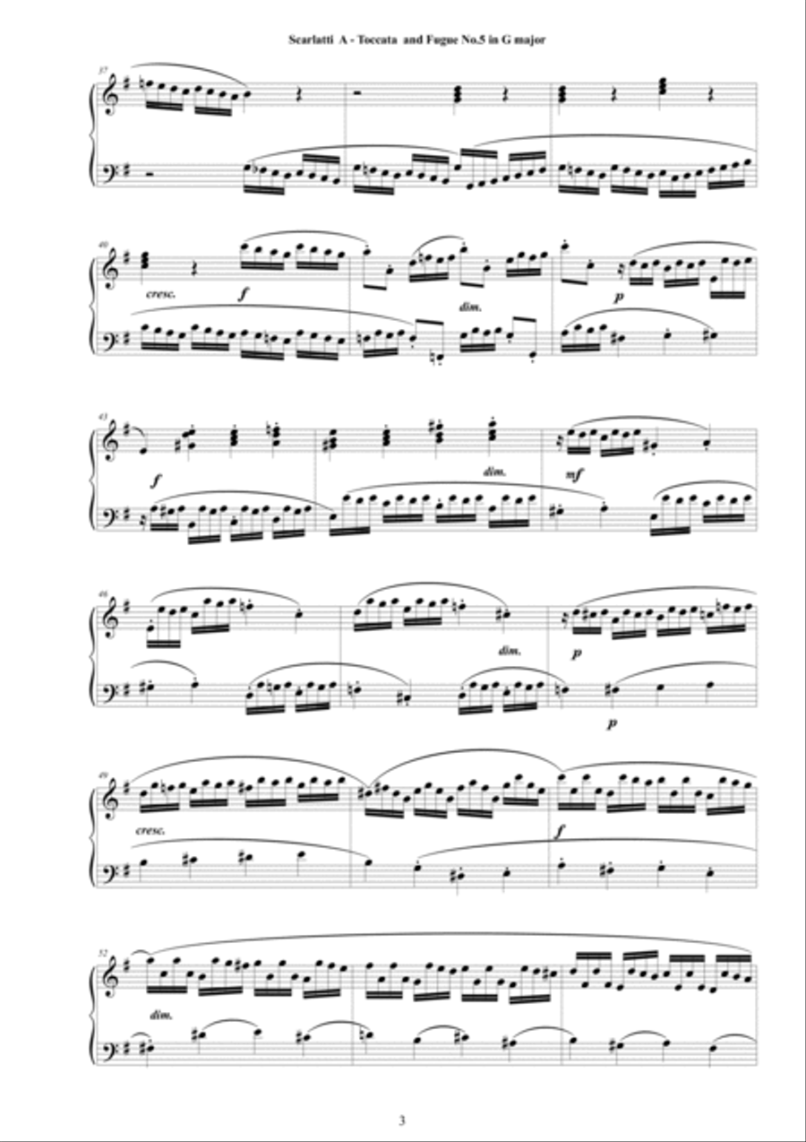 Scarlatti A - Toccata and Fugue No.5 in G major for Piano Piano Solo scores gallery preview page 3