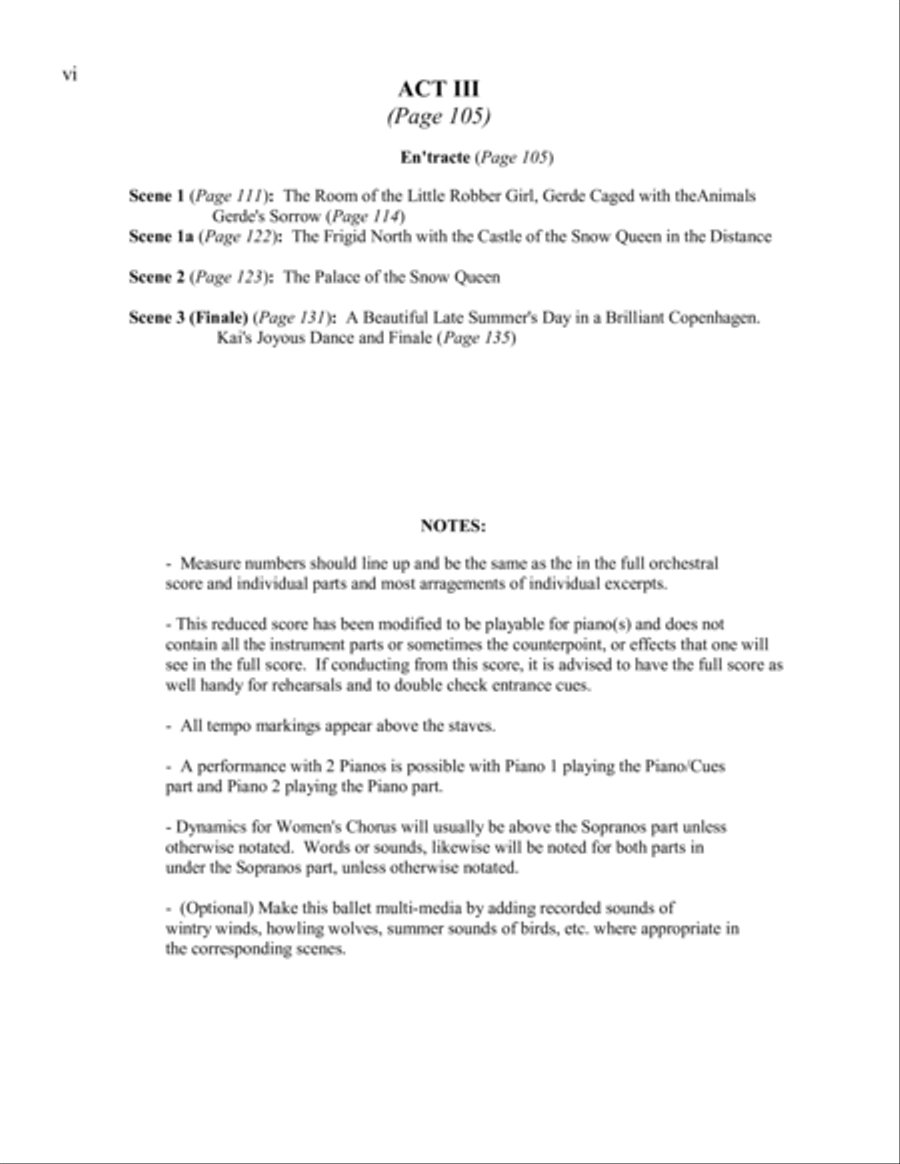 The Snow Queen, A Ballet in 3 Acts, PIANO VOCAL SCORE Choir scores gallery preview page 6