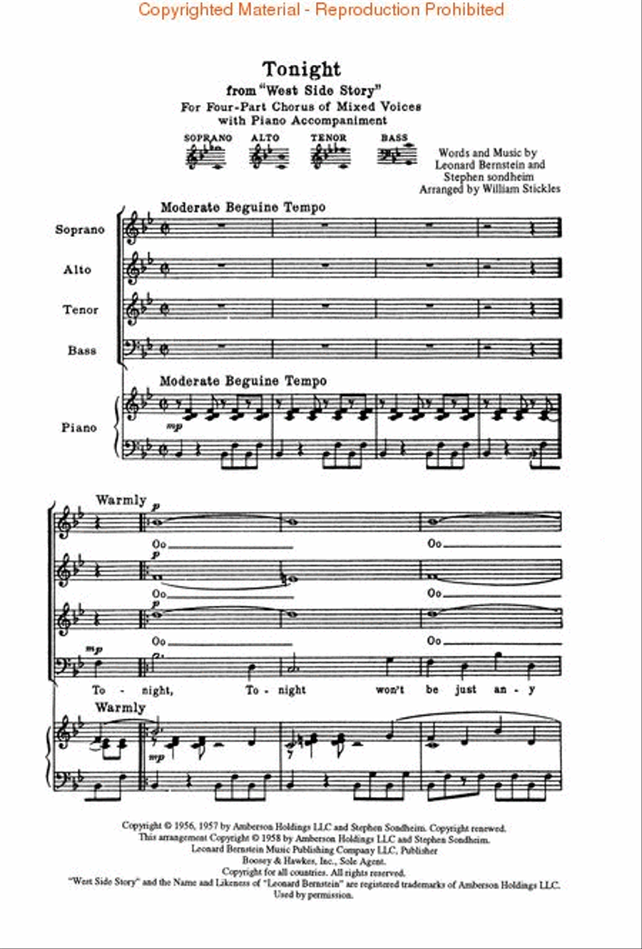 Tonight (from West Side Story) 4-Part scores gallery preview page 2