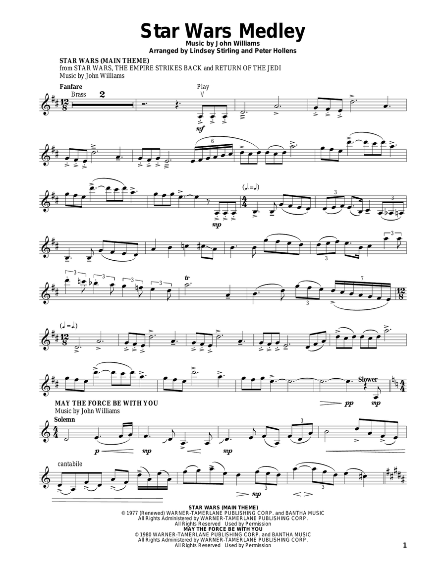 Star Wars Medley Violin Solo scores gallery preview page 1