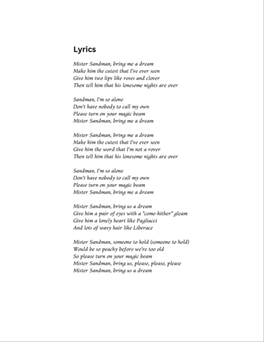 Mister Sandman Clarinet Quintet scores gallery preview page 3
