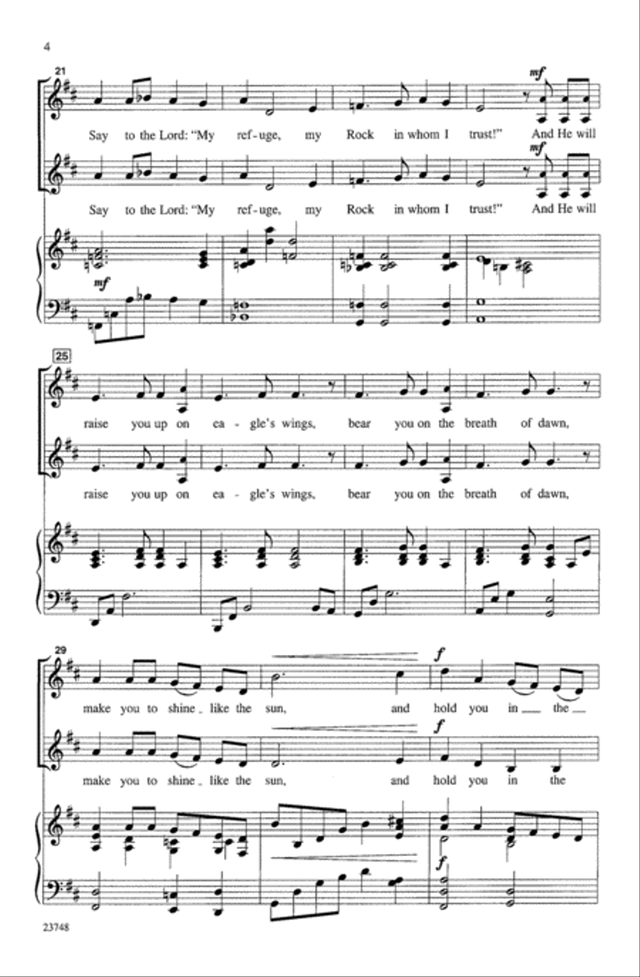On Eagle's Wings Unison Choir scores gallery preview page 4