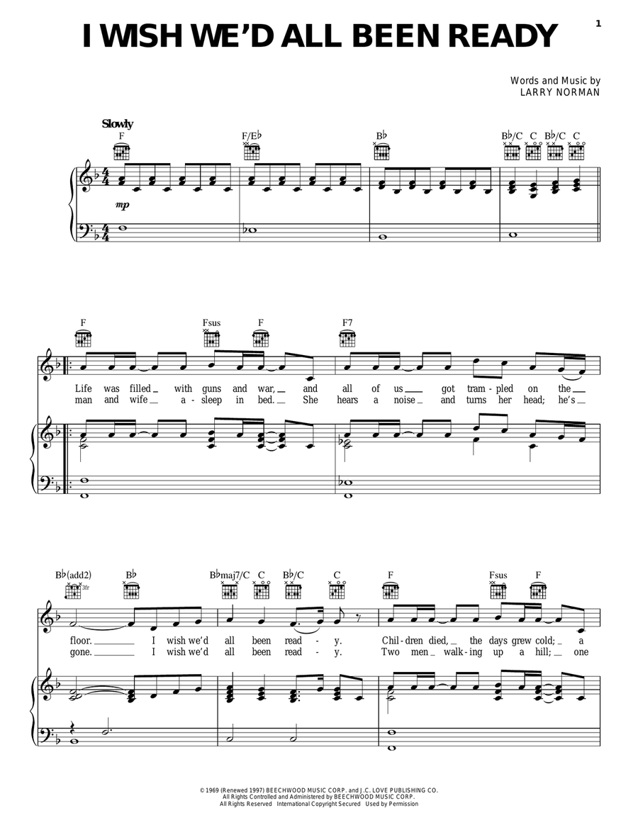 I Wish We'd All Been Ready Piano, Vocal, Guitar scores gallery preview page 1