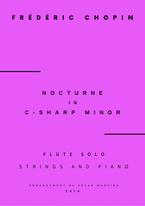Book cover for Nocturne No.20 in C Sharp minor - Flute Solo, Strings and Piano (Full Score and Parts)