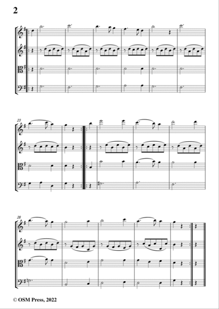 Beethoven-German Dance,WoO 13 No.9,for String Quartet String Quartet scores gallery preview page 4