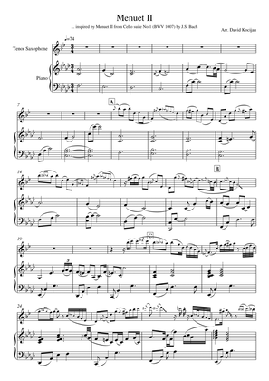 Book cover for Menuet II from Cello suite No.1 (tenor sax & piano)