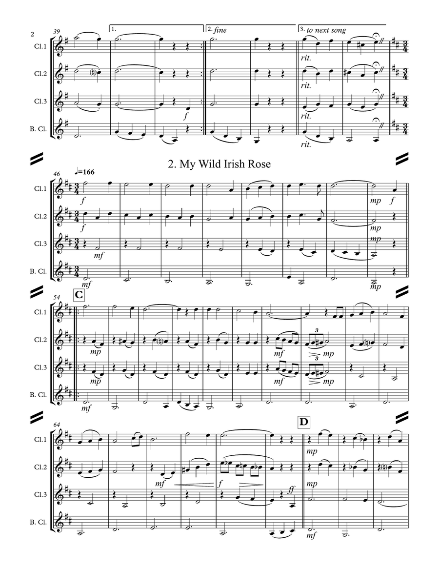 Irish Folksong Suite (for Clarinet Quartet) Clarinet Quartet scores gallery preview page 3