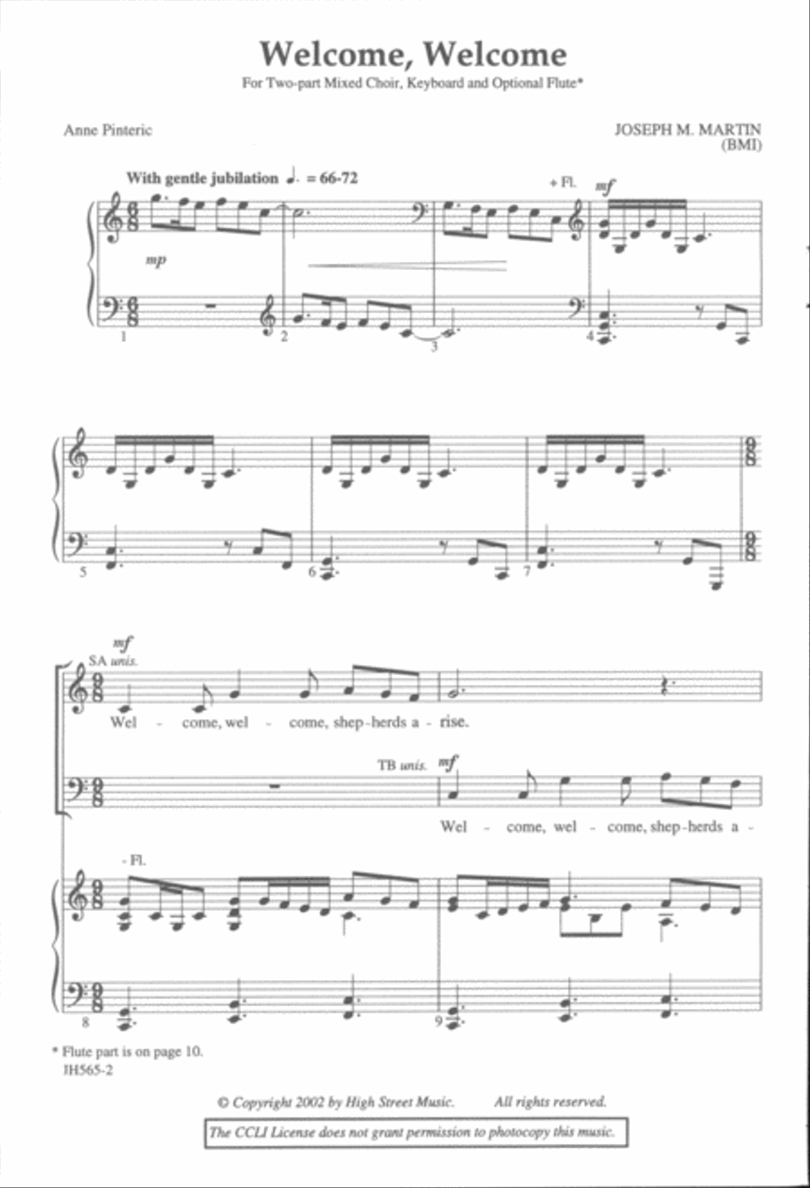 Welcome, Welcome Welcome, Welcome 2-Part scores gallery preview page 2