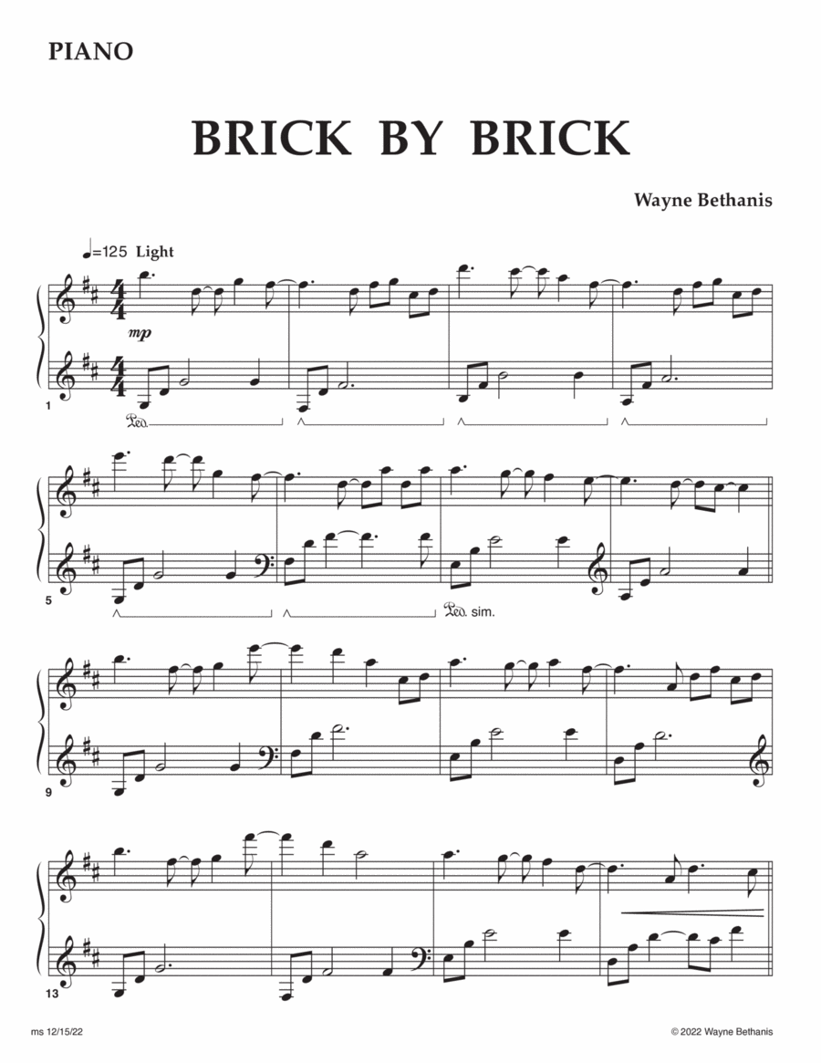 Brick By Brick Piano scores gallery preview page 1