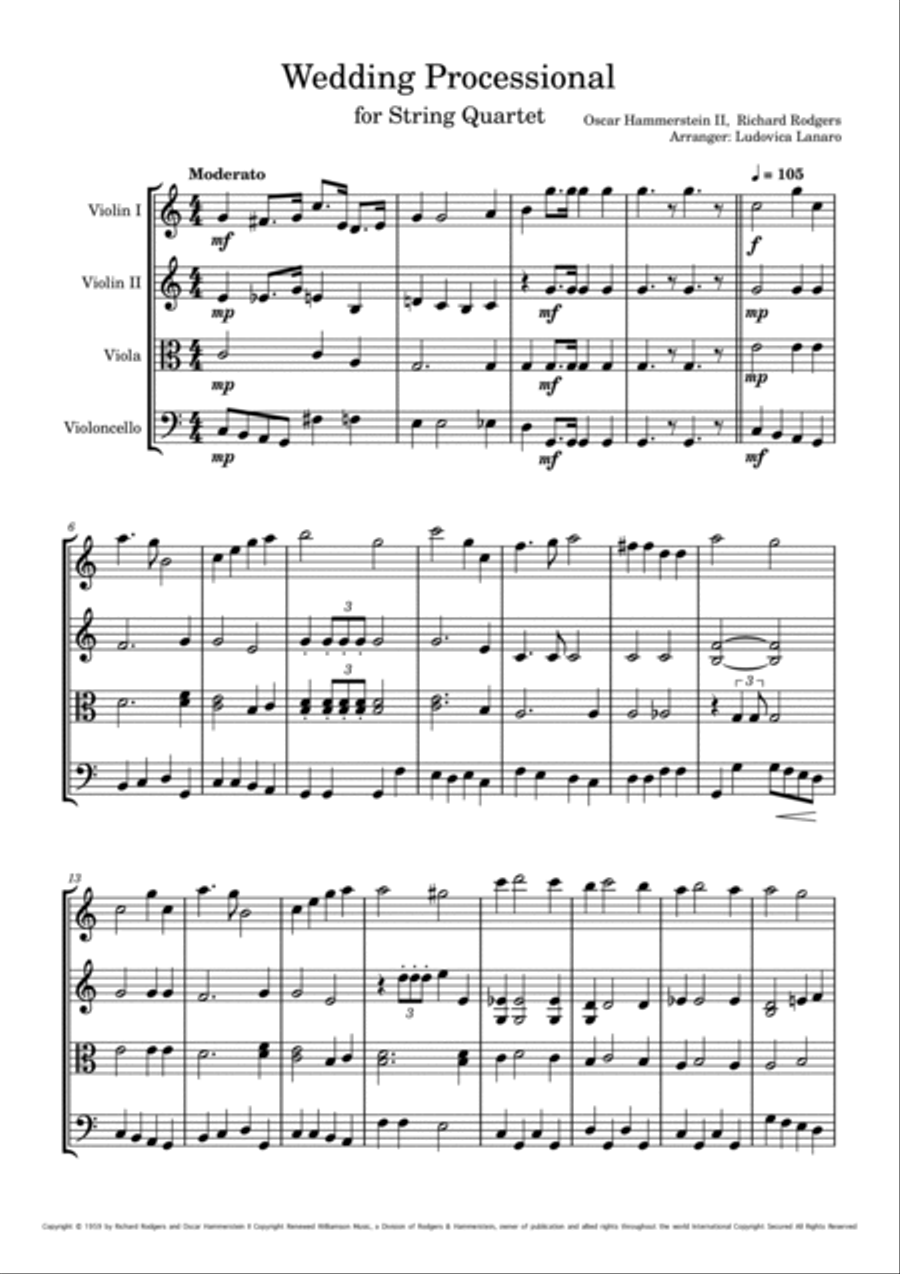 Wedding Processional Wedding Processional String Quartet scores gallery preview page 4