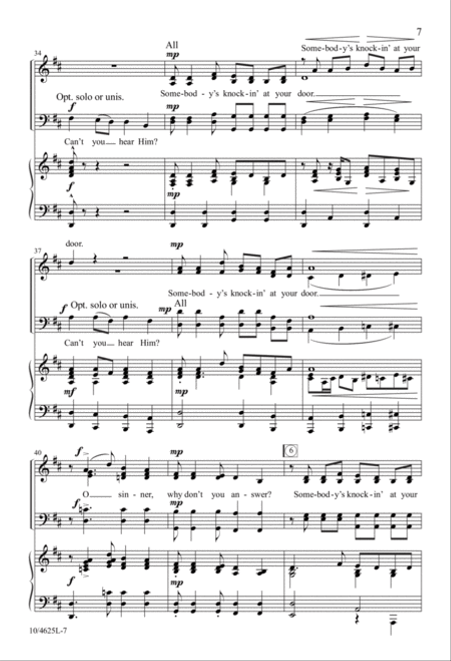 Somebody's Knockin' at Your Door 4-Part scores gallery preview page 7