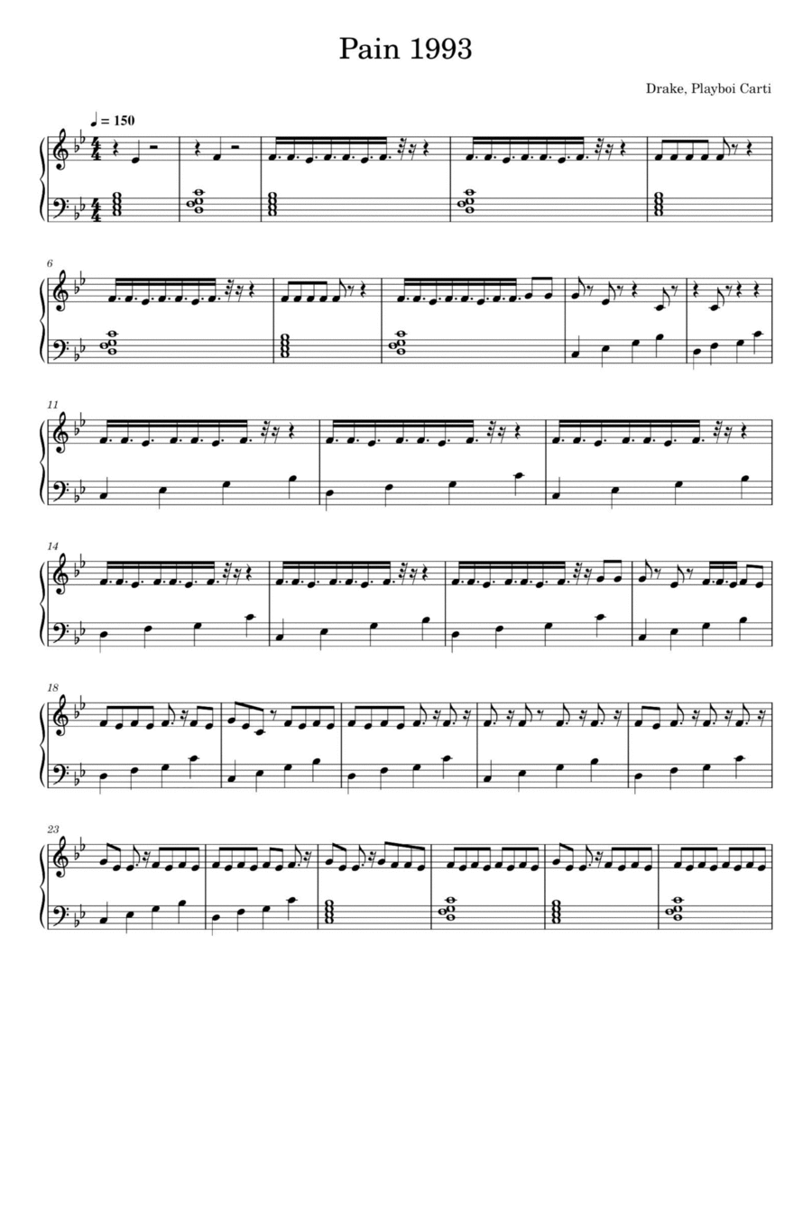 Pain 1993 Piano Solo scores gallery preview page 1