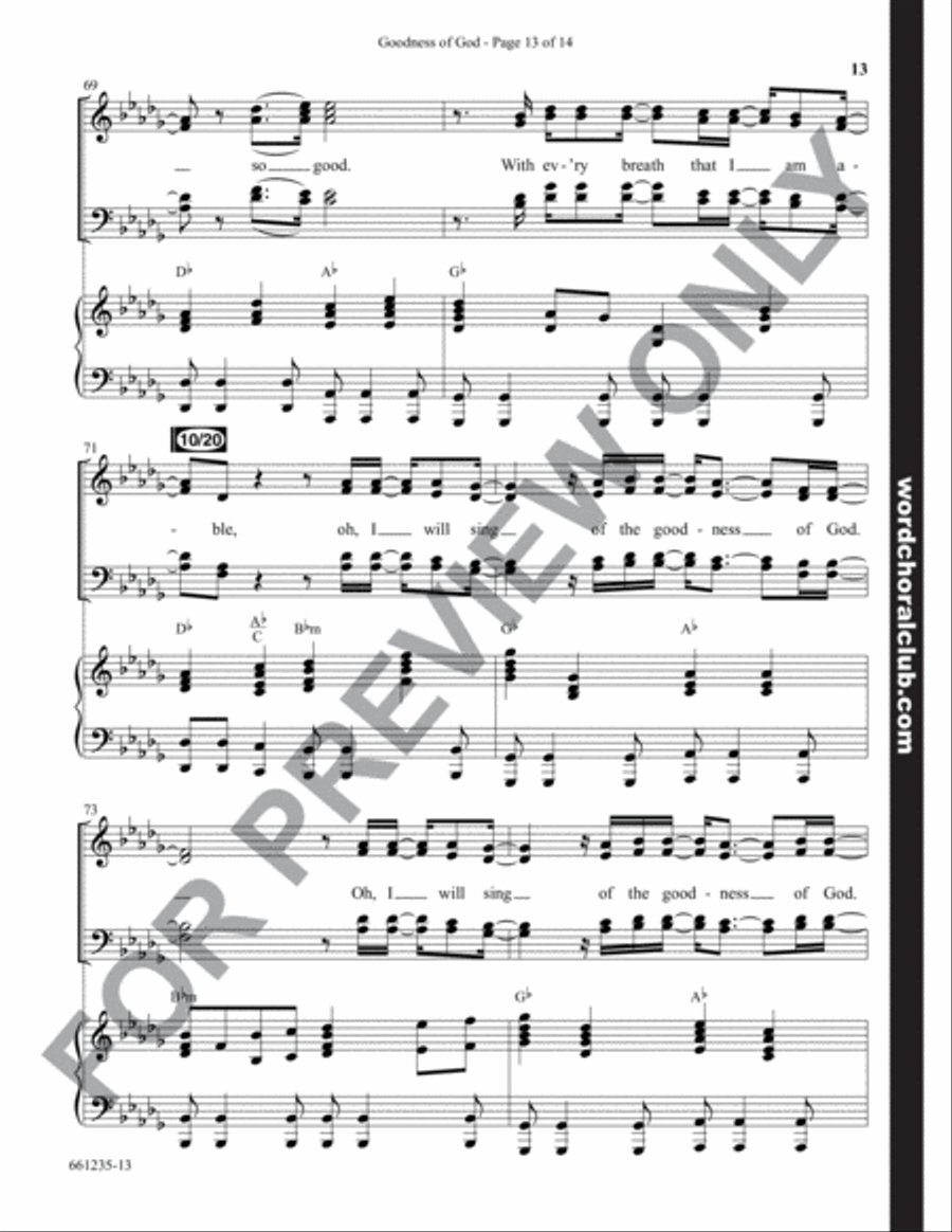 Goodness of God - Anthem 4-Part scores gallery preview page 13