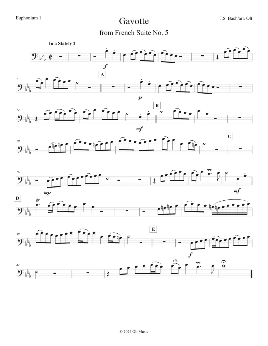 Gavotte from French Suite No. 5 Brass Quartet scores gallery preview page 4
