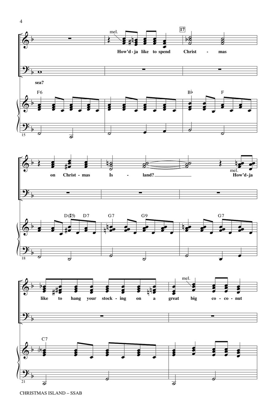 Christmas Island (arr. Alan Billingsley) 4-Part scores gallery preview page 3