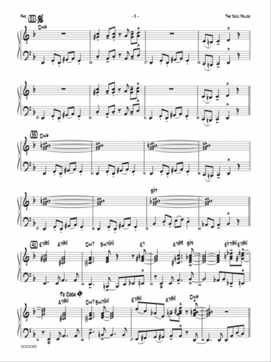 The Jazz Police: Piano Accompaniment Jazz Ensemble scores gallery preview page 2
