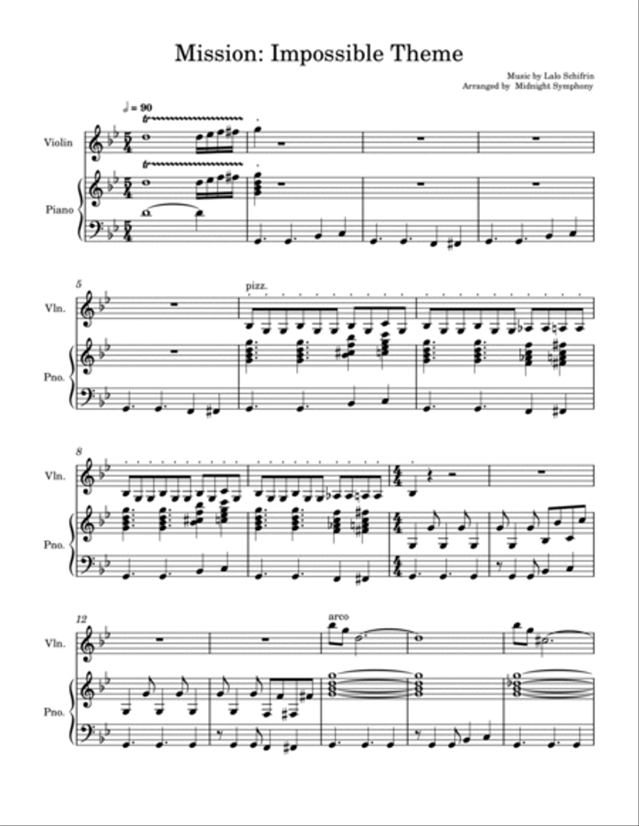 Mission: Impossible Theme Violin Solo scores gallery preview page 2