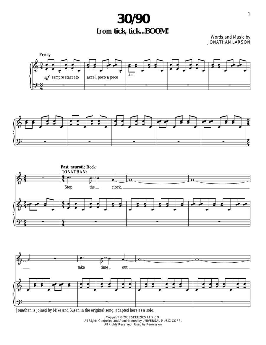 30/90 (from tick, tick... BOOM!) Piano, Vocal scores gallery preview page 1