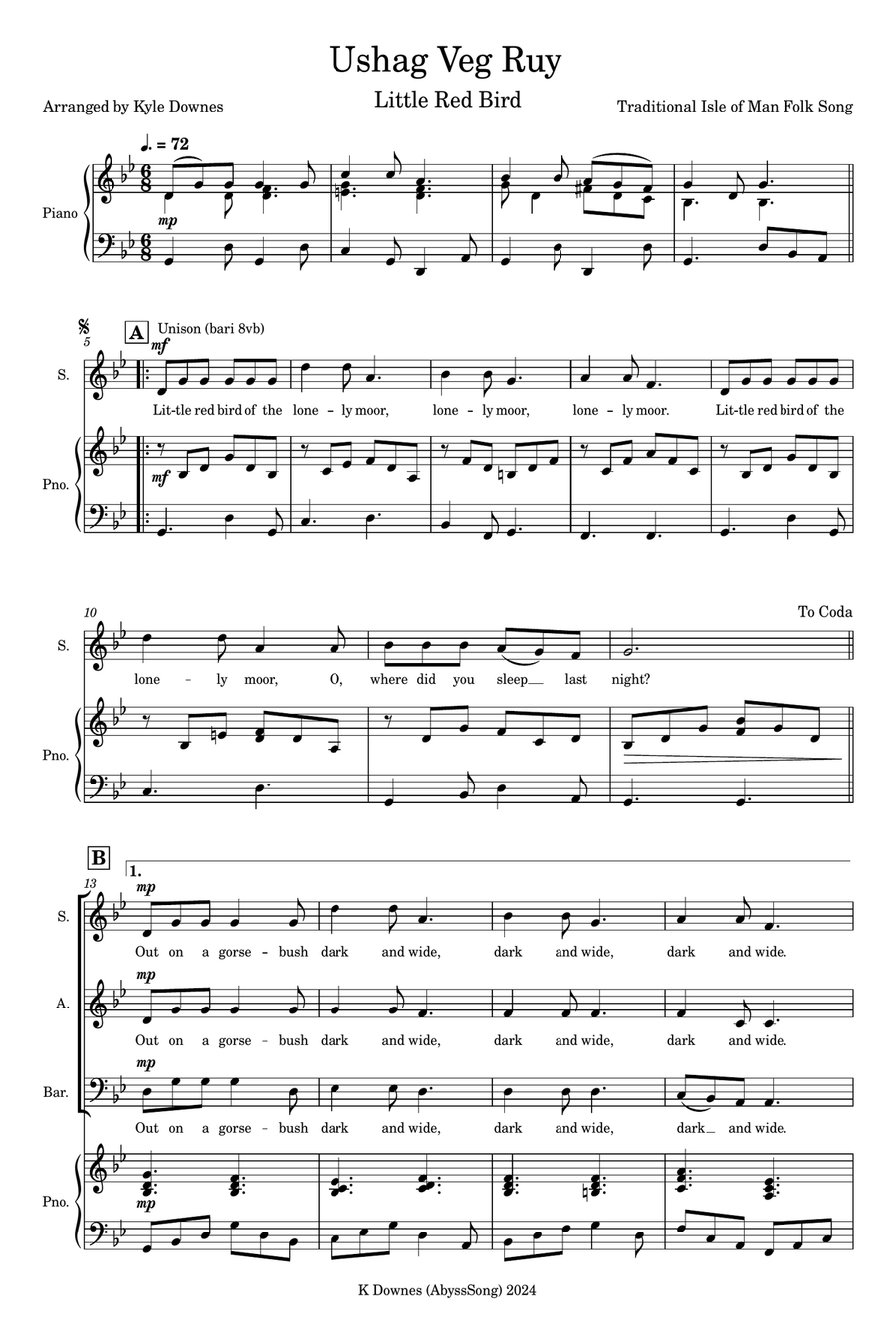 Ushag Veg Ruy (Little Red Bird) 3-Part scores gallery preview page 1