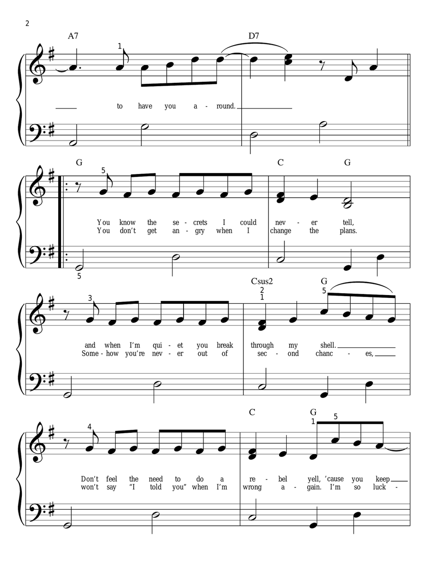 True Friend True Friend Easy Piano scores gallery preview page 2