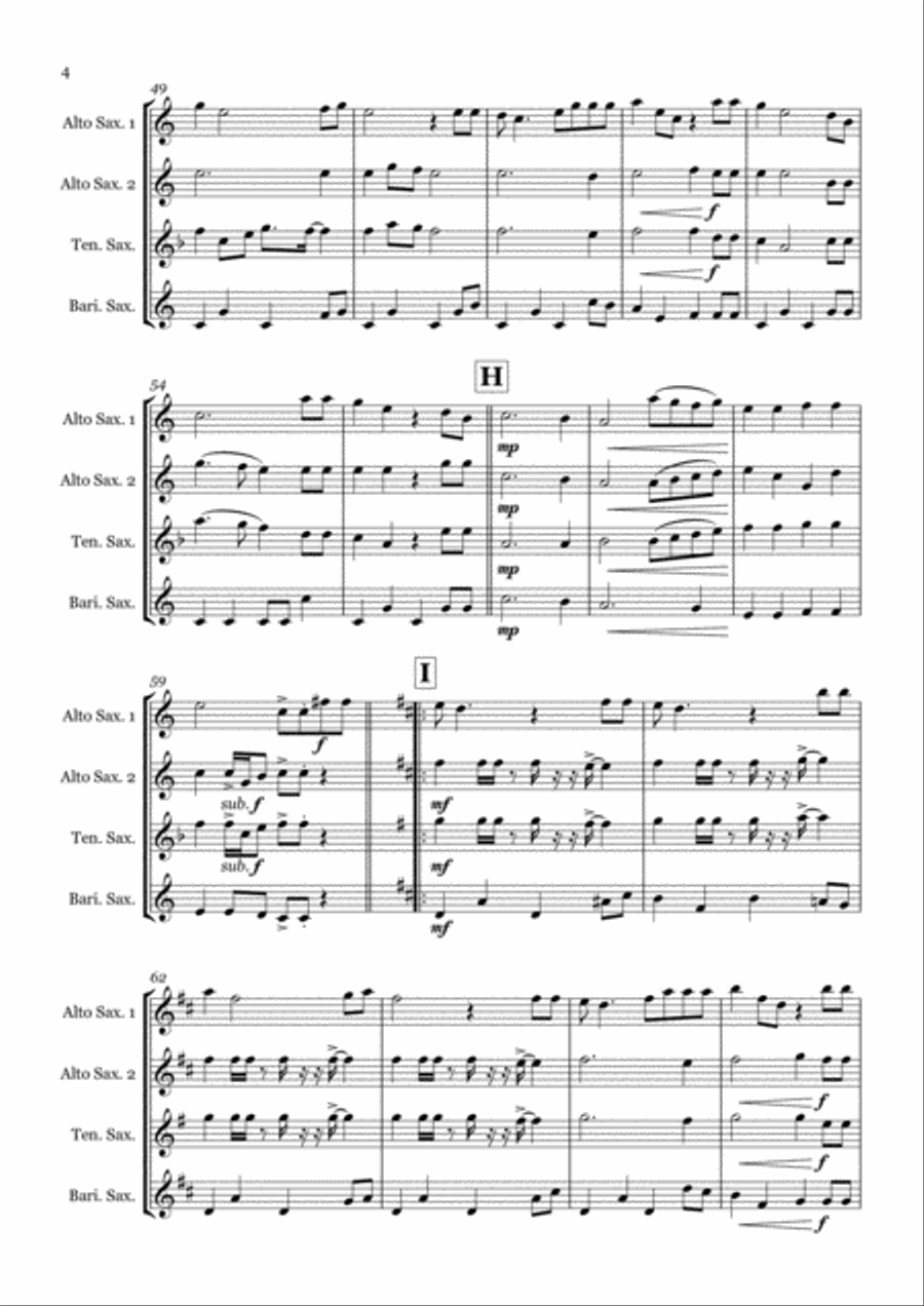 Merry Christmas Everyone Saxophone Quartet scores gallery preview page 4