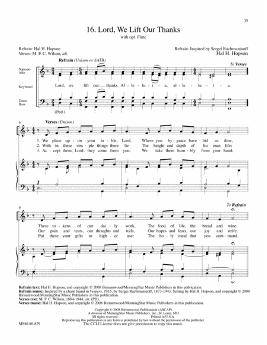 Lord, We Lift Our Thanks 4-Part scores gallery preview page 1