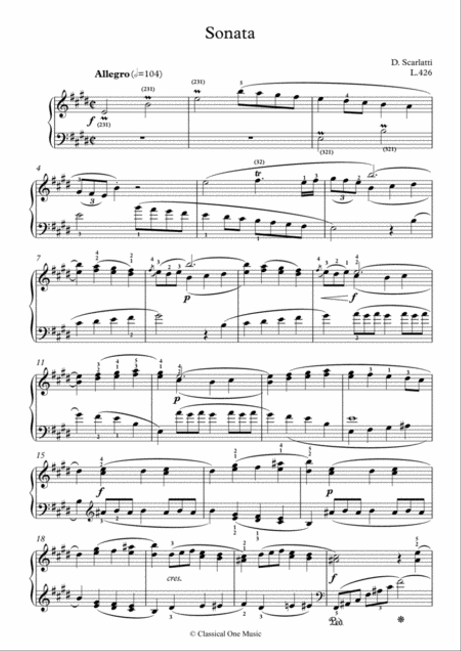 Scarlatti-Sonata in E-Major L.426 K.495(piano) Piano Solo scores gallery preview page 2