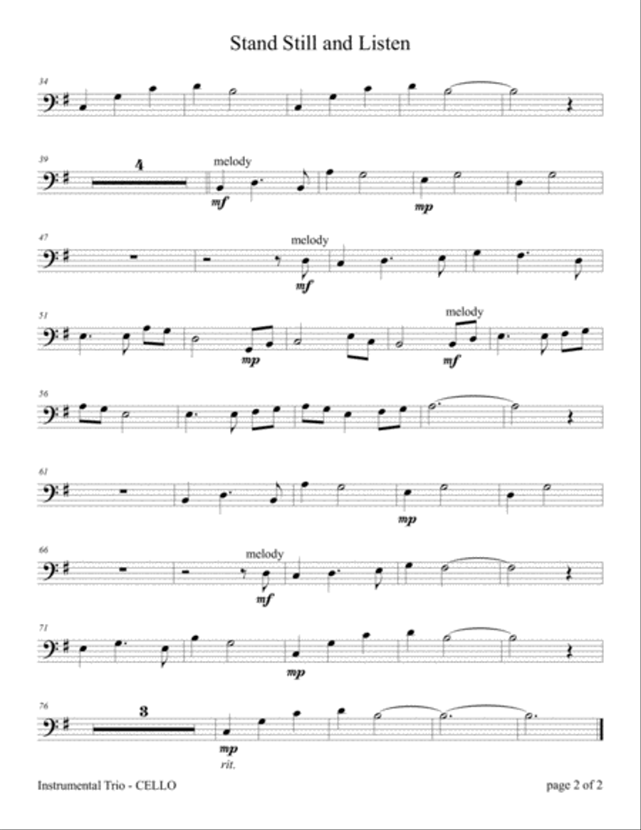Stand Still and Listen (for Cello and Violin Duet with Piano accompaniment) Piano Trio scores gallery preview page 4