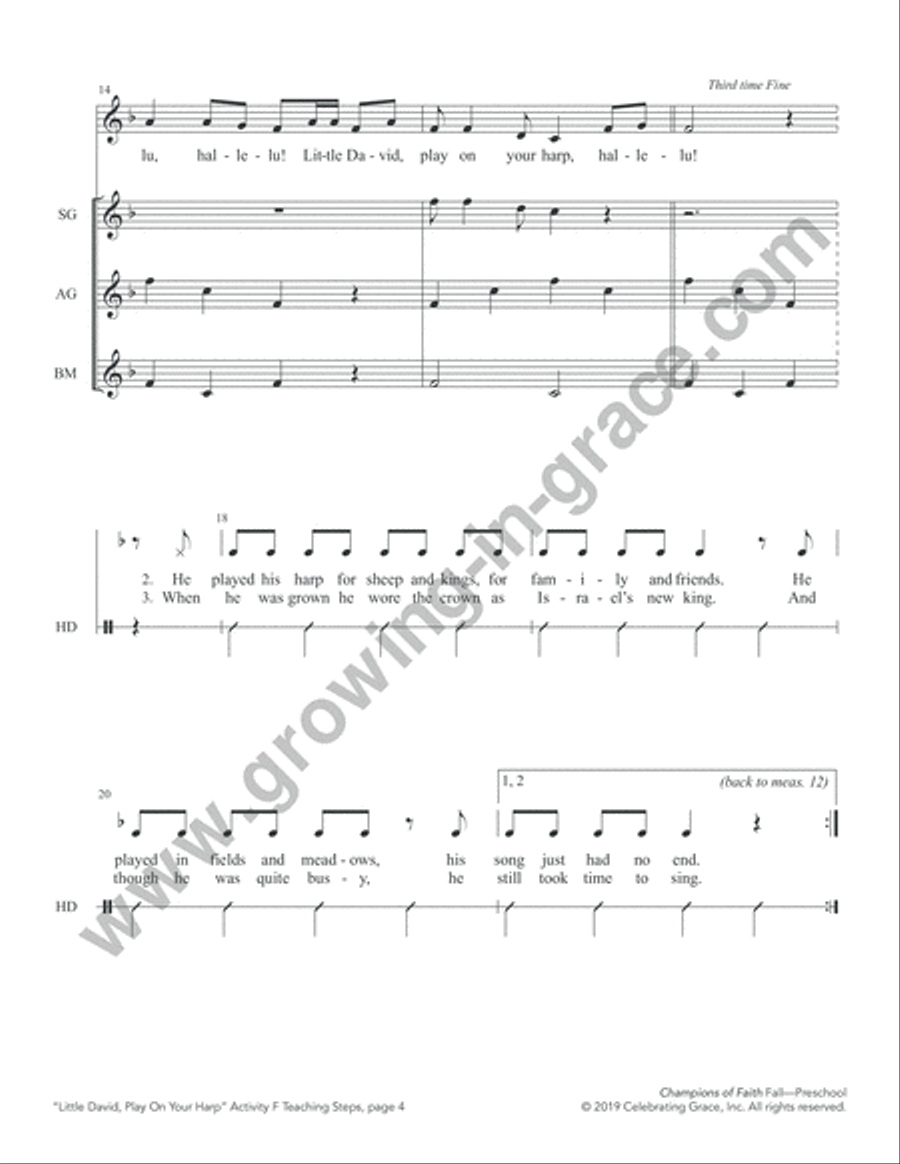 Champions of Faith: Preschool - Fall Unison Choir scores gallery preview page 19