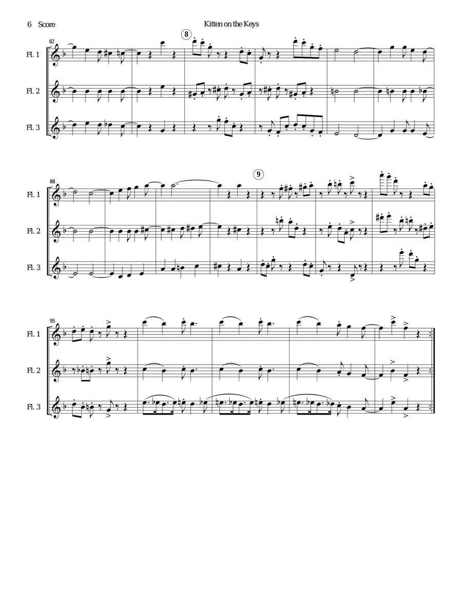 Flute Trio: Kitten on the Keys Flute Trio scores gallery preview page 6