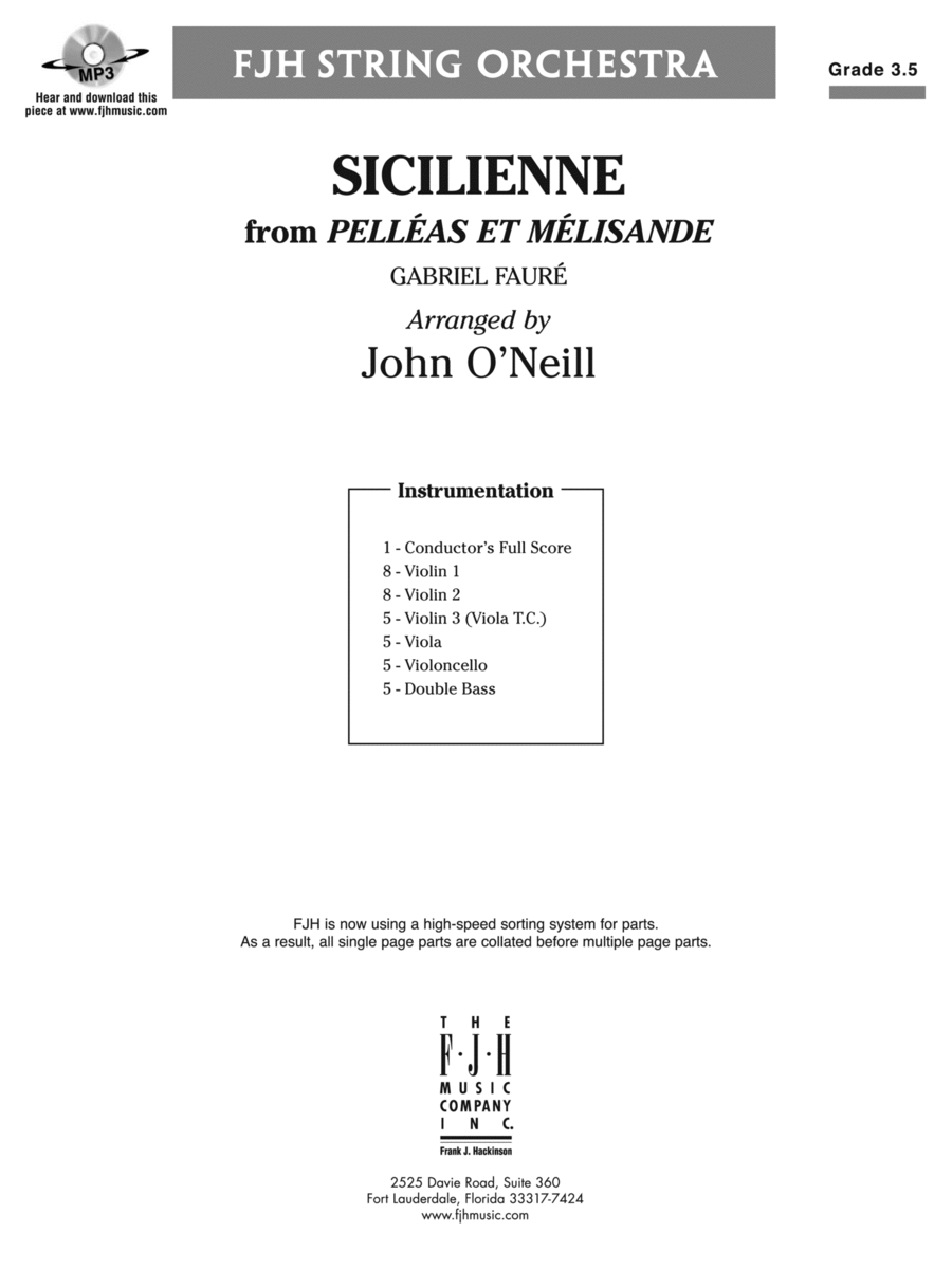 Sicilienne: Score String Orchestra scores gallery preview page 1