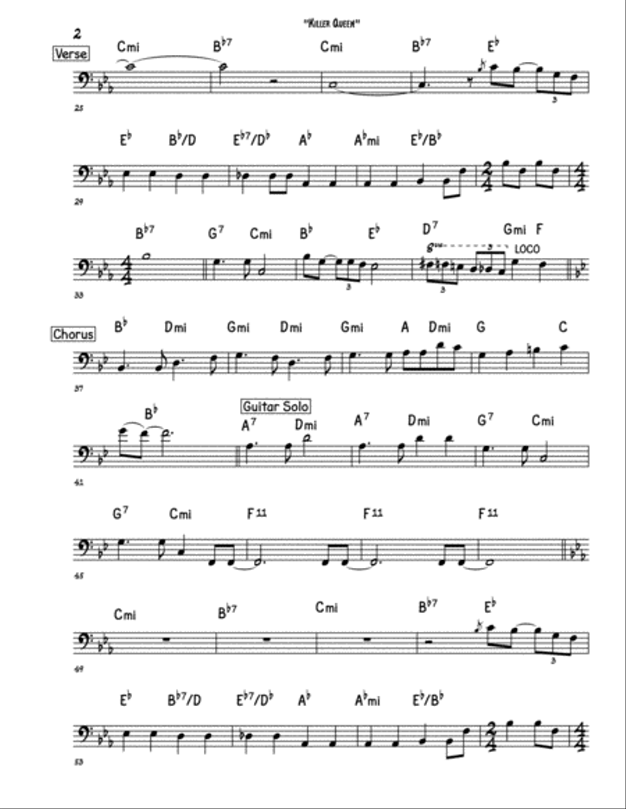 Killer Queen Bass Guitar scores gallery preview page 2
