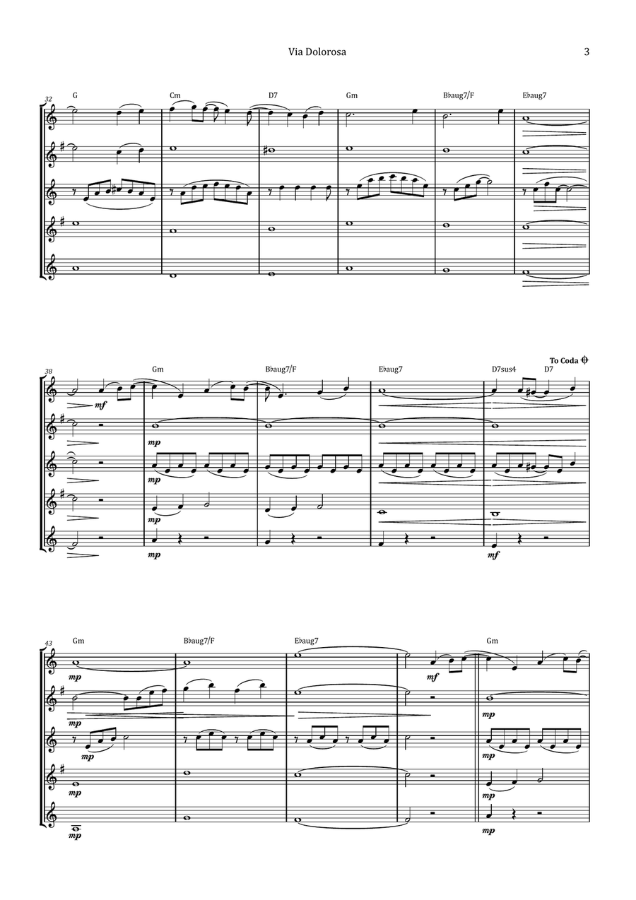 Via Dolorosa Saxophone Quintet scores gallery preview page 3