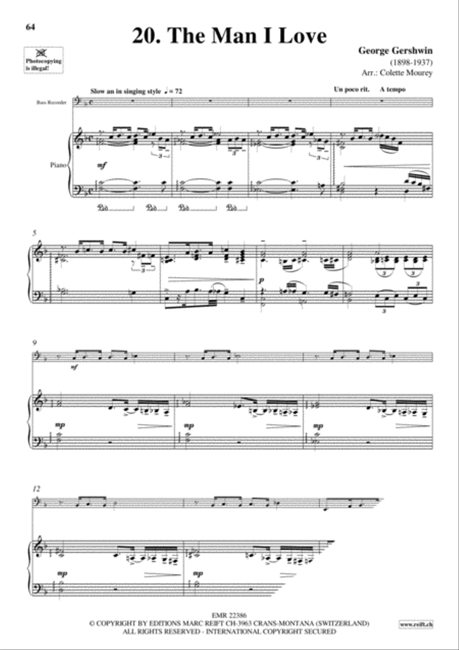 Gershwin 20 Greatest Hits Bass Recorder scores gallery preview page 22