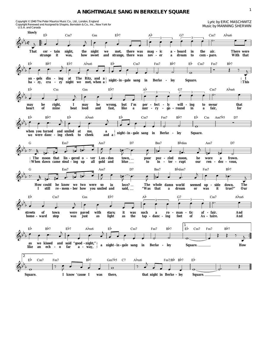 A Nightingale Sang In Berkeley Square Guitar scores gallery preview page 1