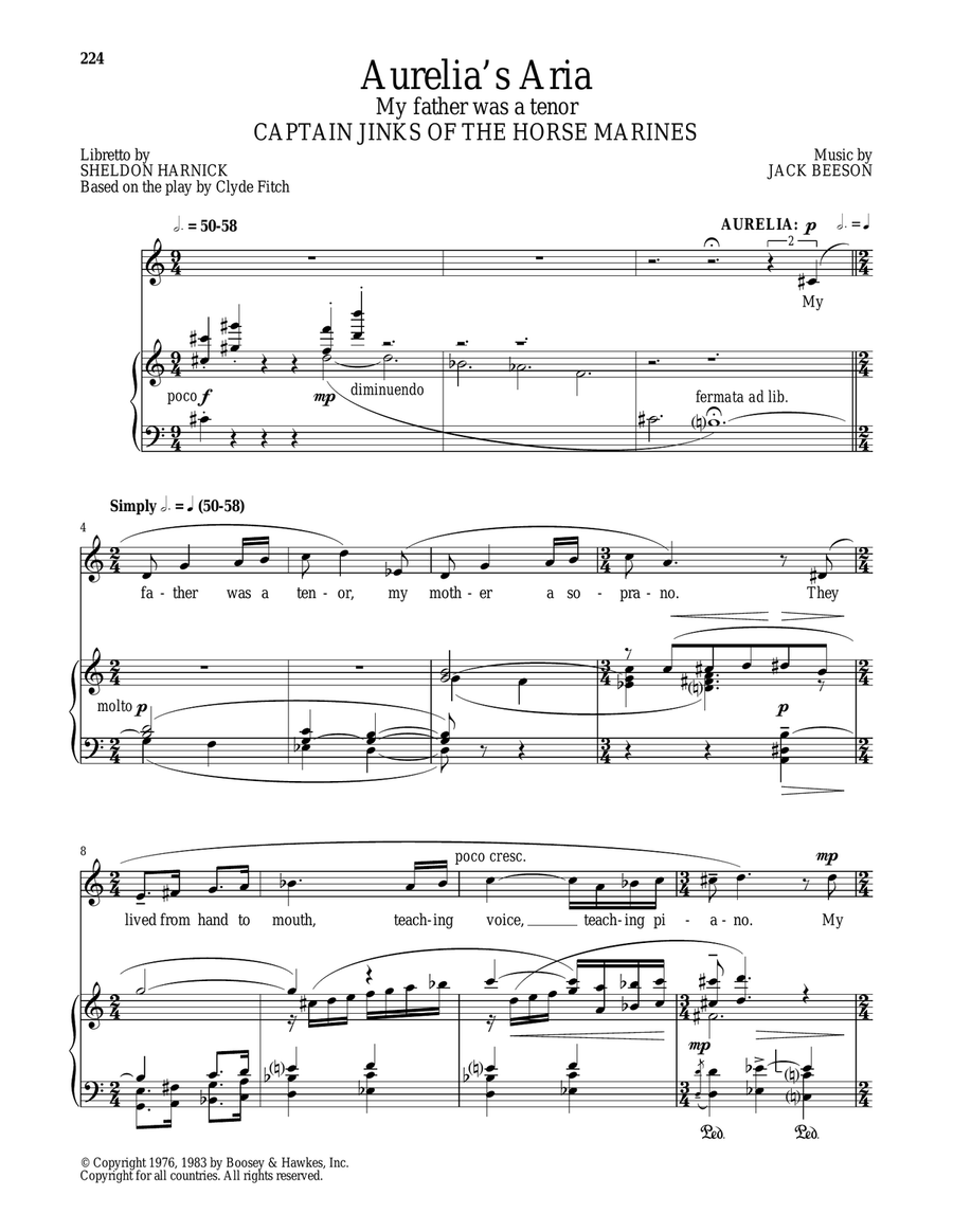 Aurelia's Aria (My Father Was A Tenor) Soprano Voice scores gallery preview page 1