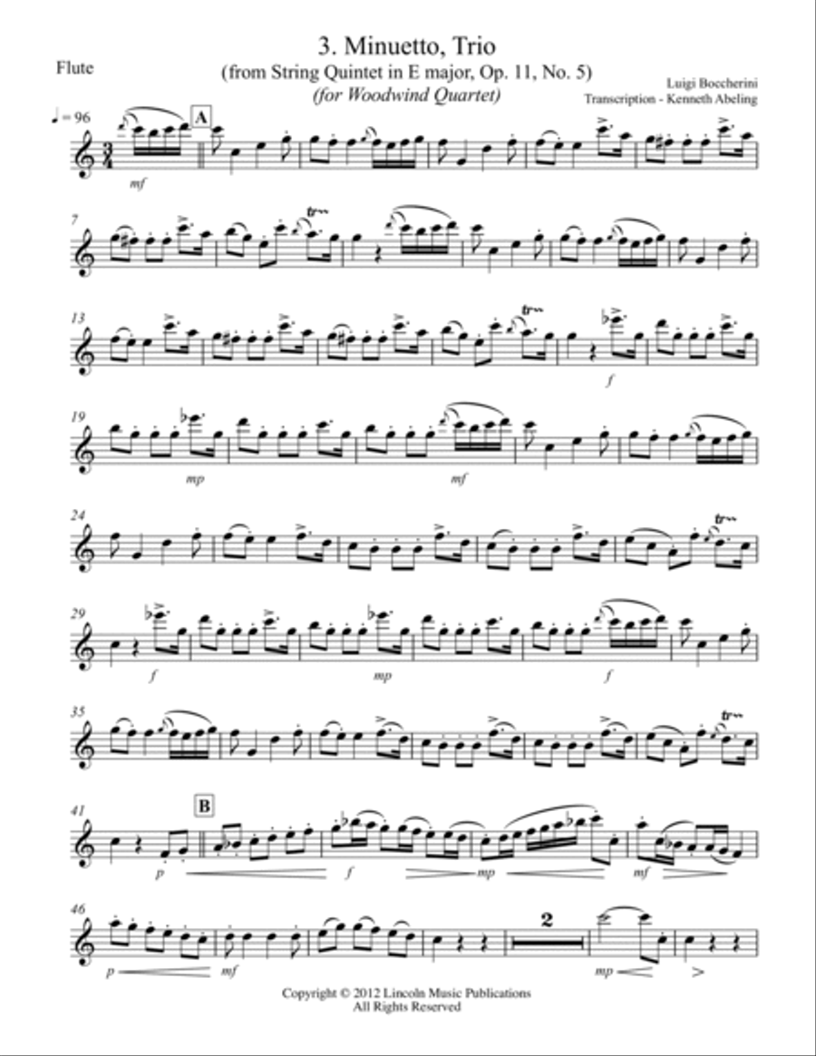Boccherini - “Minuetto” (for Woodwind Quartet) Woodwind Quartet scores gallery preview page 6