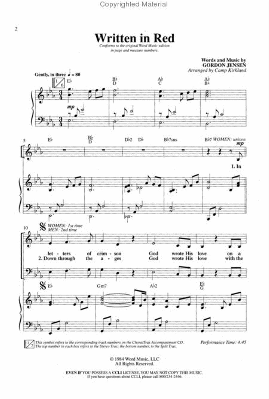 Written In Red - Anthem 4-Part scores gallery preview page 2