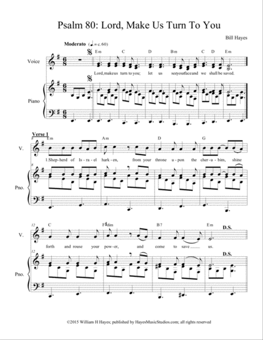 Psalm 80: Lord, Make Us Turn To You (piano/vocal) Voice scores gallery preview page 1